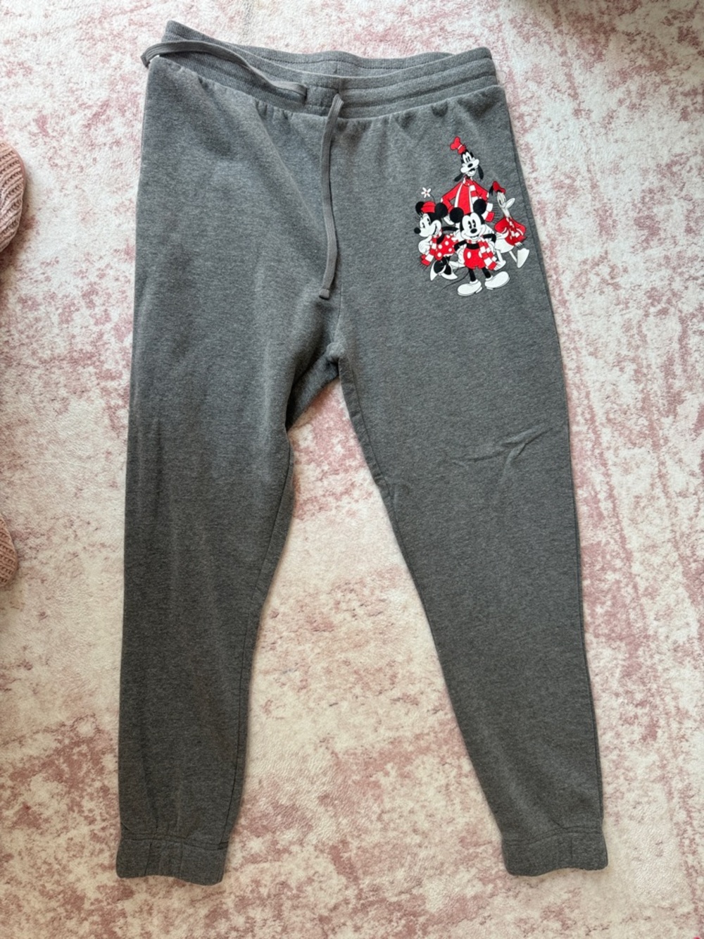Disney Gray Sweatpants with Red & White Mickey Graphic